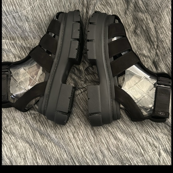 UGG ASHTON STRAPPY PLATFORM SANDALS -BLACK NUBUK -WOMEN US 6.5 - Picture 6 of 10